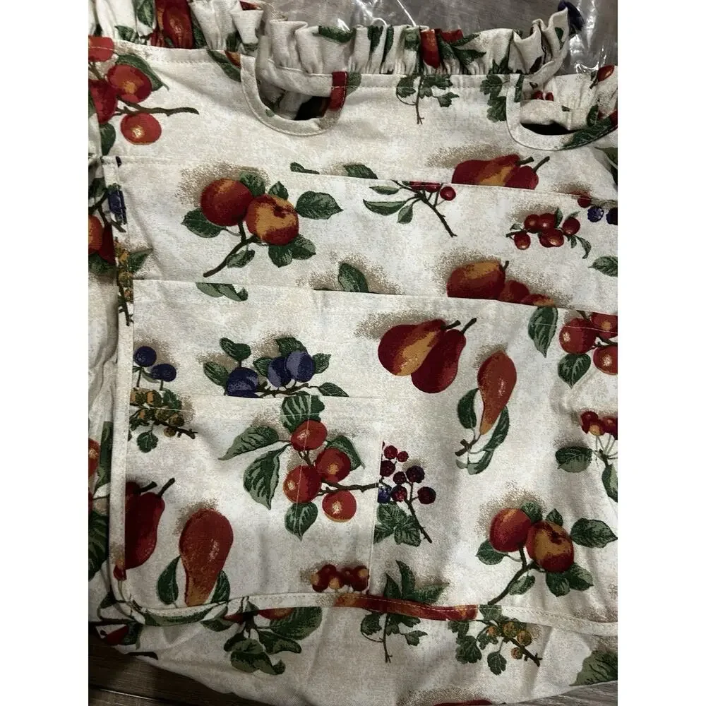 LONGABERGER MAGAZINE BASKET Liner FRUIT MEDLEY fabric NEW 2 handle with pockets